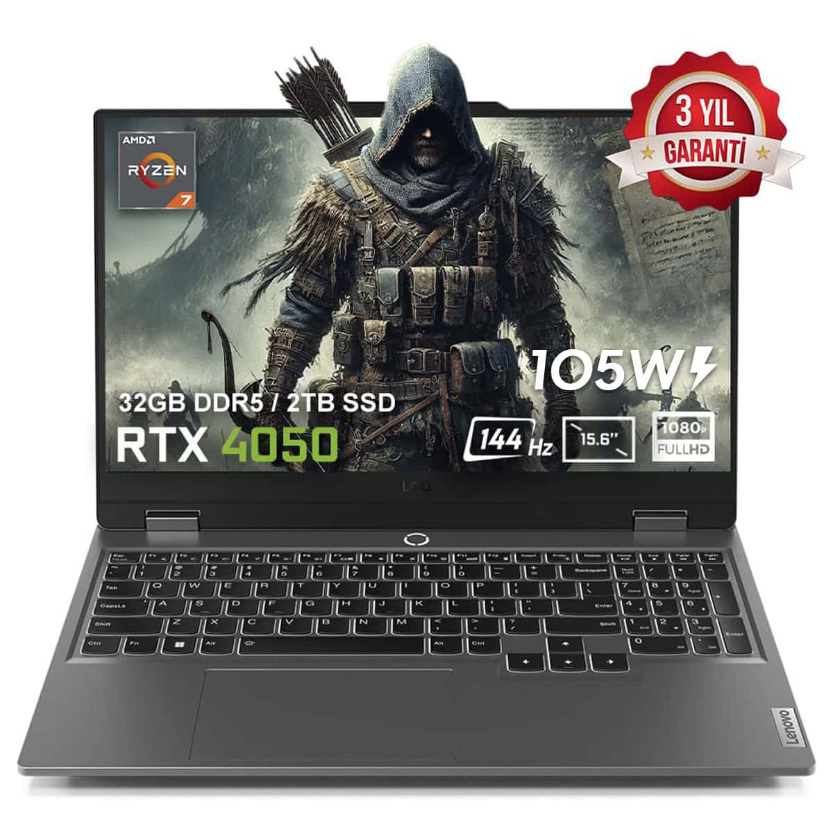 Lenovo Loq 15arp9 83jc00e3trv3 Amd Ryzen 7 7435hs 32gb Ddr5 2tb Ssd Rtx4050 6gb 105w 15 6 Inc 144hz Full Hd Freedos Gaming Laptop 1