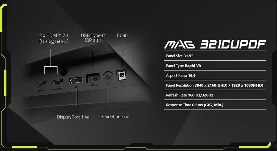 MSI MAG 321CUPDF Gaming Monitör h17