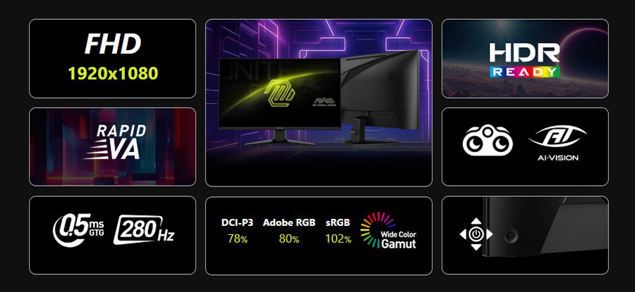 MSI MAG 276CXF 27 inç 280Hz 0.5ms Full HD Adaptive Sync Rapid VA Kavisli Gaming Monitör H4