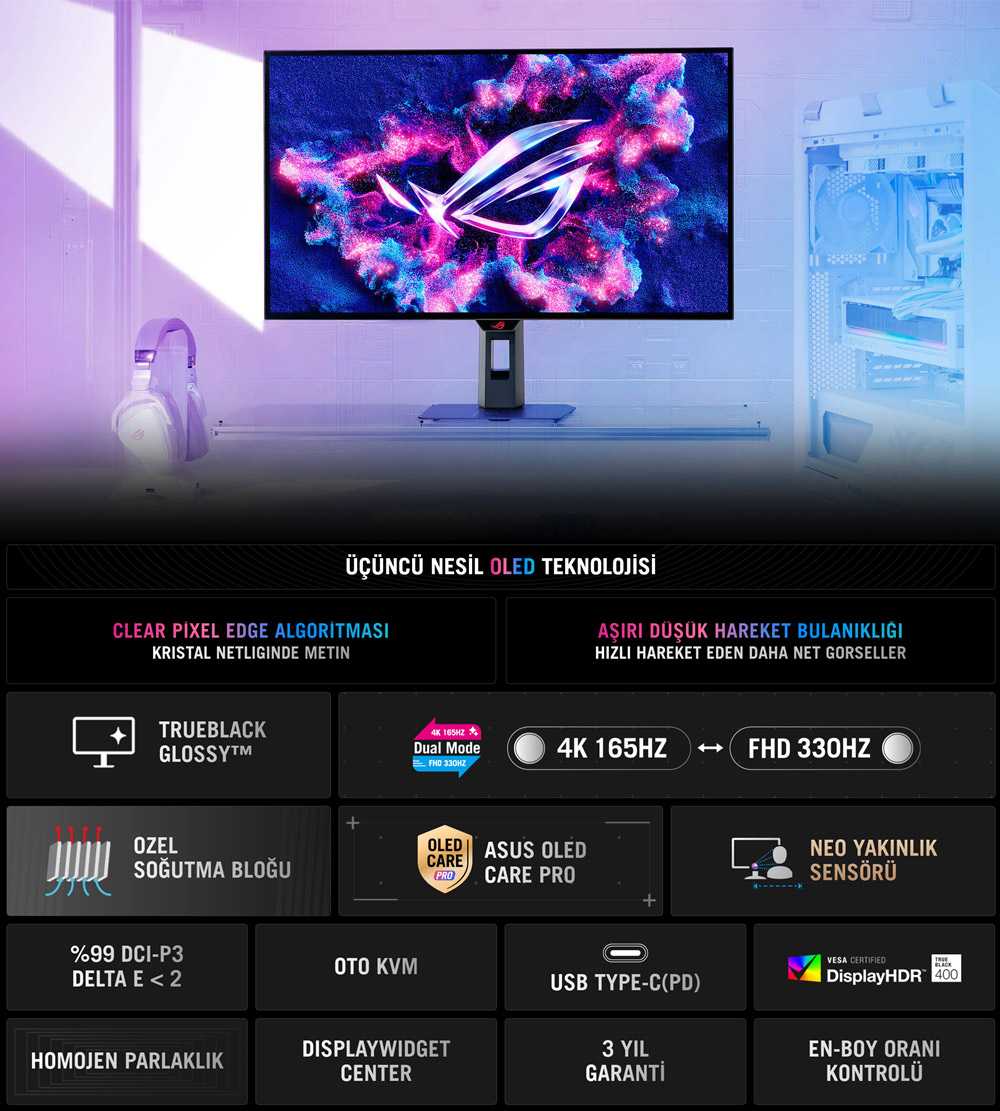 ASUS ROG Strix OLED XG32UCWG Gaming Monitör H2