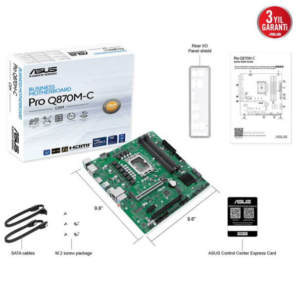 Asus Pro Q870m C Csm 6400mhz Oc Ddr5 Soket Lga1851 M 2 Hdmi Dp Matx Anakart 8