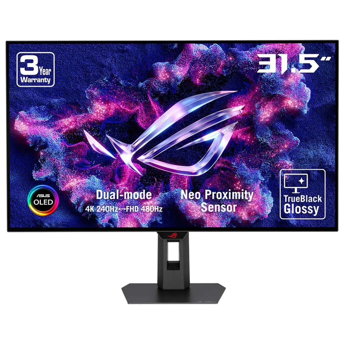Yüksek çözünürlüklü 31.5 inç OLED oyun monitörü, hızlı tepki süresi ve üstün görüntü kalitesi ile profesyonel ve gamer kullanıcılar için ideal. Neon renkler ve teknolojik tasarım öne çıkıyor.