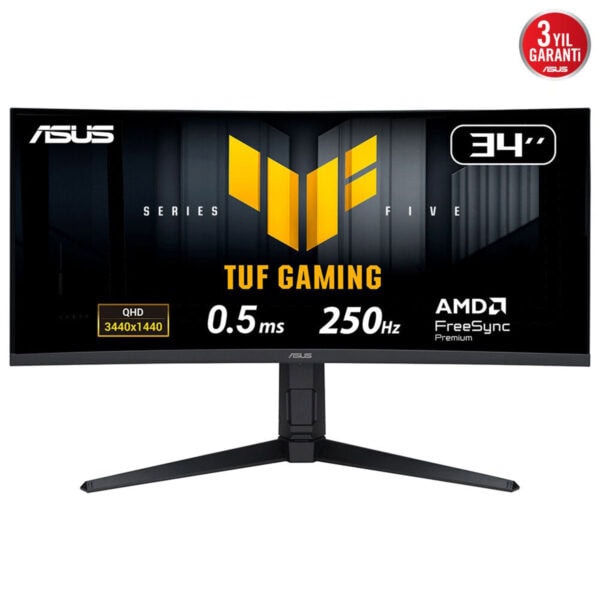 3440x1440 çözünürlüklü ASUS TUF Gaming 34 inç 21:9 gaming monitörü, yüksek hız ve düşük gecikme süresi ile oyun deneyimini artırır. AMD FreeSync teknolojisi ve 250Hz yenileme hızıyla kusursuz görseller sunar.