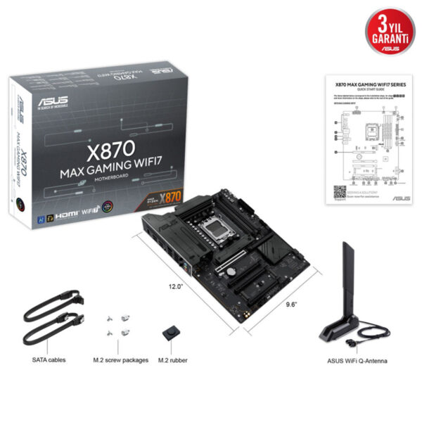 Asus X870 Max Gaming Wifi7 8000mhz Oc Ddr5 Soket Am5 M 2 Hdmi Usb4 Atx Anakart 11