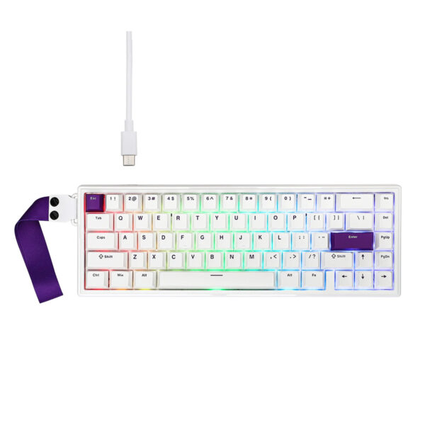 Epomaker He68 White Purple Hall Effect Magnetic Pink Manyetik Switch Rgb Hotswap Mekanik Gaming Klavye 6