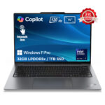 Yapay Zeka dostu, 14 inç dokunmatik ekranlı, 120 Hz ekran yenileme hızına sahip Windows 11 Pro dizüstü bilgisayar with Intel Core i7, 32GB RAM ve 1TB SSD, uzun garanti süresi ile.