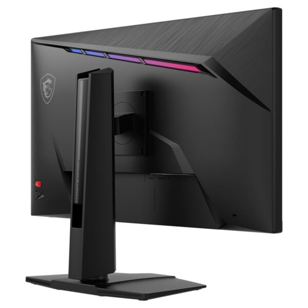 MSI MAG 272URDF E16 27 inç gaming monitörün arka görünümü, şık tasarım ve RGB ışıklandırma detaylarıyla.