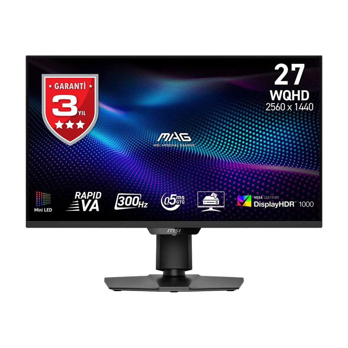 MSI MAG 274QPF X30MV 27 inç 300Hz 0.5ms WQHD Adaptive Sync oyun monitörü, yüksek performans ve net görüntü kalitesi sunar.