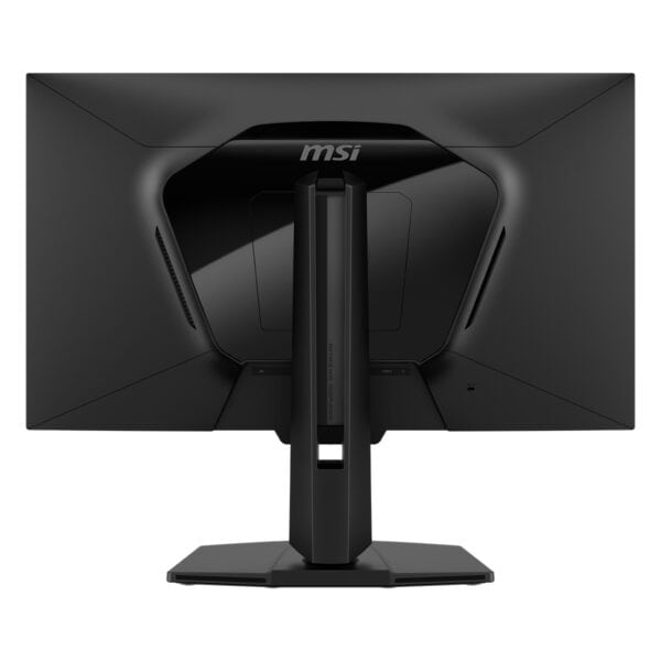 1920x1080 monitör arka yüzü, siyah, oyuncu ve bilgisayar ekipmanı, yüksek çözünürlüklü ekran, MSI logosu, modern tasarım, oyun ve çalışma için kullanımı ideal.
