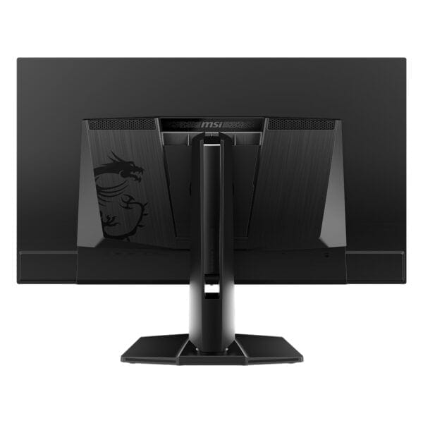 Yüksek performanslı gaming monitörü arka yüzü ve MSI logosu, şık tasarımı ile etkileyici oyun deneyimi sunuyor.