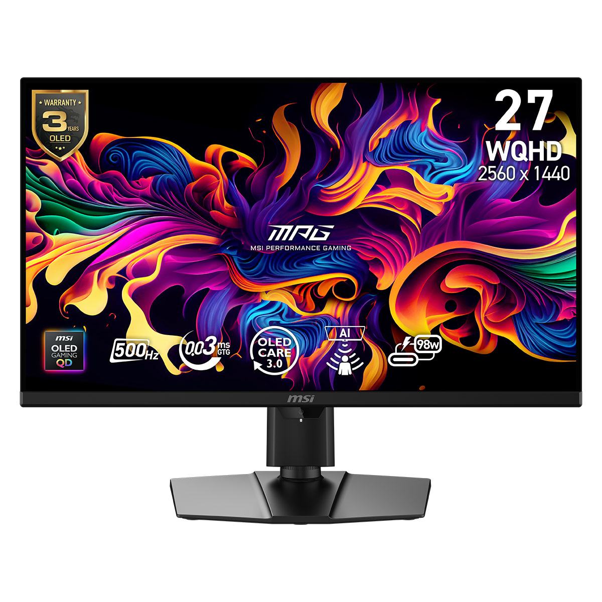 Msi Mpg 271qr Qd Oled X50 26.5 Inç 500hz 0.03ms 2k Wqhd Adaptive Sync Pivot Gaming Monitör 1