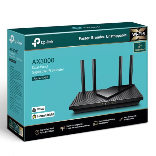 Tp Link Archer Ax55 Ax3000 Dual Band Wifi 6 Easymesh Router 4