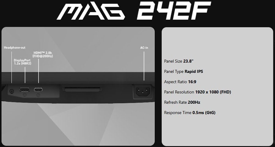 MSI MAG 242F Gaming Monitör H10