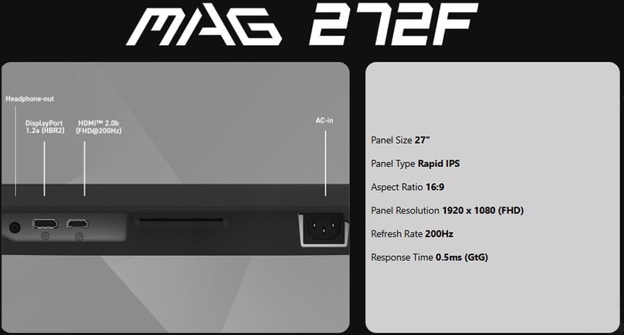 MSI MAG 272F Gaming Monitör H10