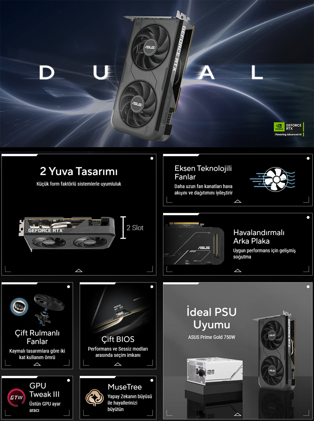 ASUS DUAL GeForce RTX 5050 OC 8GB Ekran Kartı H2