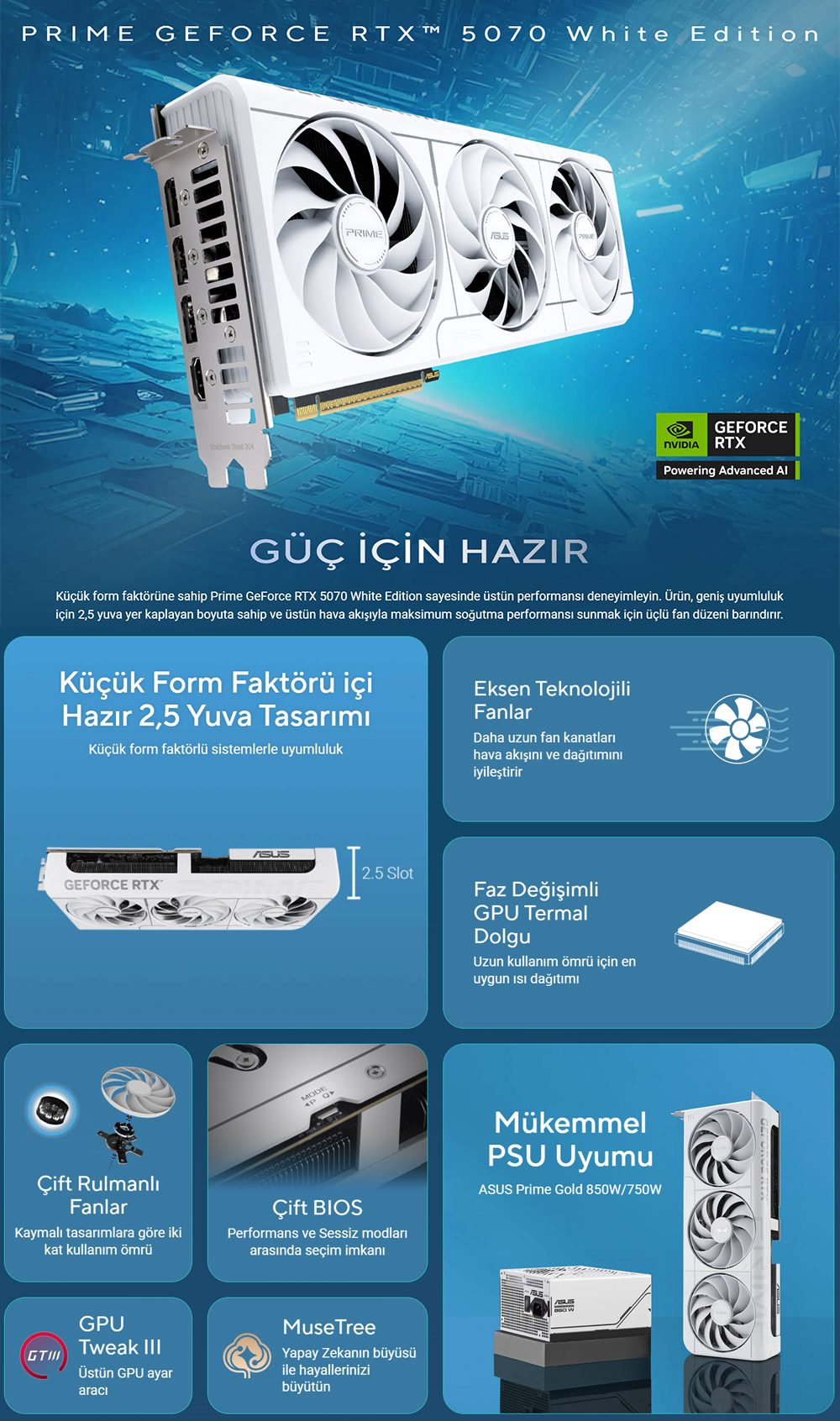 ASUS PRIME GeForce RTX 5070 OC Ekran Kartı H2