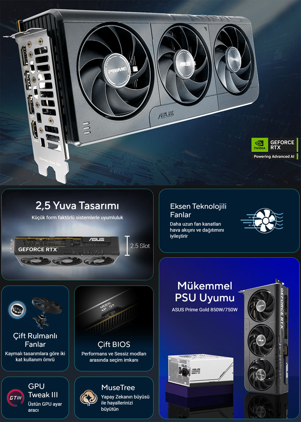 ASUS PRIME GeForce RTX 5050 8GB Ekran Kartı H2