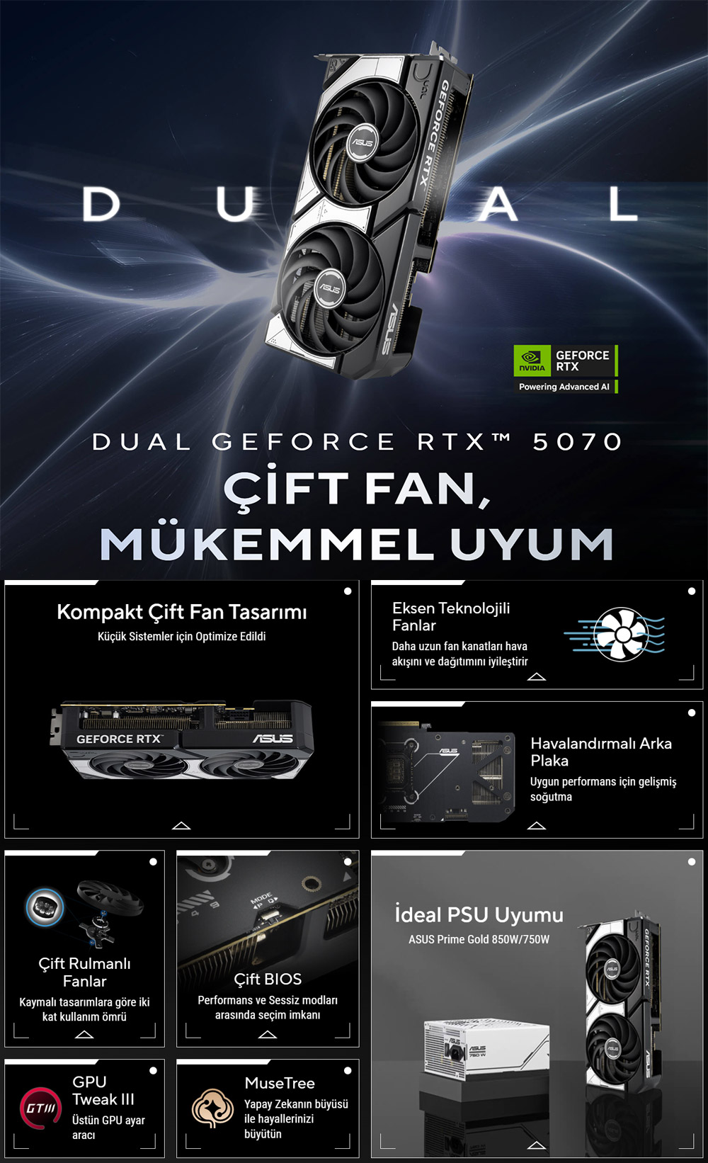 Asus Dual Geforce Rtx 5070 Oc Ekran Kartı H8