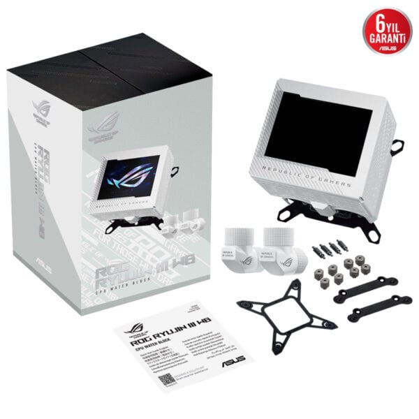 Asus Rog Ryujin Iii Wb White Edition Lcd Intel Amd Uyumlu İşlemci Soğutucu Blok 8