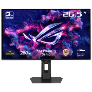 Yüksek çözünürlüklü 2560x1440 QHD oyun monitörü, 280Hz yenileme hızı ve Neo Proximity Sensör teknolojisi ile donatılmış, oyuncular için optimize edilmiş, OLED Care PRO ve Extreme Low Motion Blur özellikleriyle üstün performans sağlar.