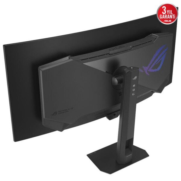 Görüntüde yüksek performanslı ASUS ROG oyun monitörü, şık tasarımı ve gelişmiş özellikleriyle dikkat çekiyor, oyuncular için ideal bir masaüstü monitörü.