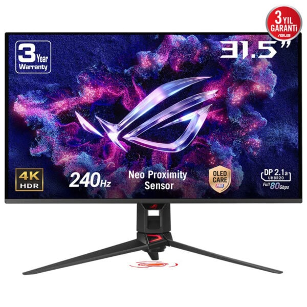 Yüksek yenileme hızına sahip 31.5 inç gaming monitörü, 4K HDR ve OLED teknolojili, Neo Proximity Sensörlü, 240Hz ve DP 2.1 bağlantısıyla üstün oyun deneyimi sunar.