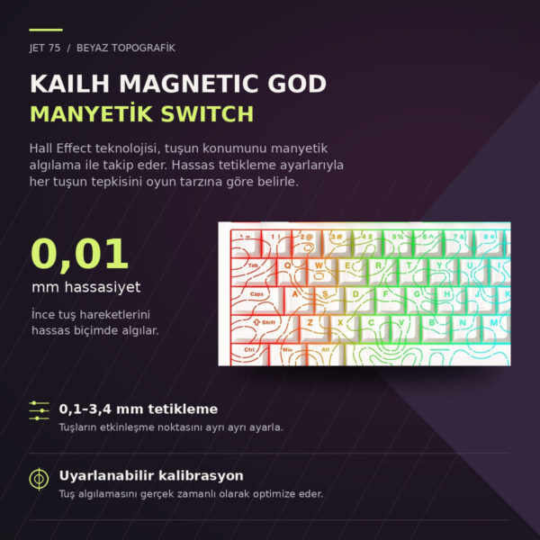 Mchose Jet75 E Sport White Topographic Hall Effect Kailh Magnetic God Manyetik Switch 8k Hz Rgb Hotswap Gaming Klavye (mc Jet75 9) 2