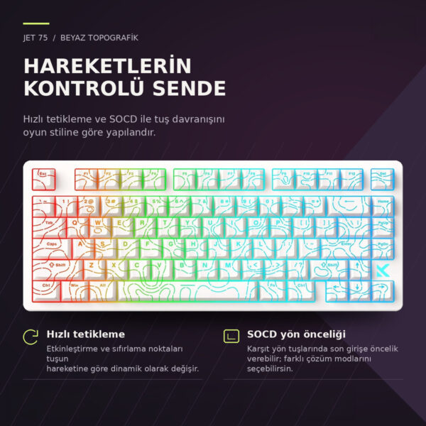 Mchose Jet75 E Sport White Topographic Hall Effect Kailh Magnetic God Manyetik Switch 8k Hz Rgb Hotswap Gaming Klavye (mc Jet75 9) 4