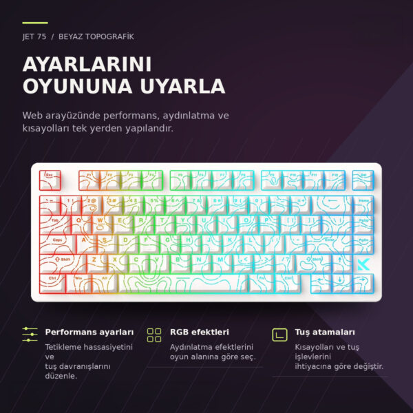 Mchose Jet75 E Sport White Topographic Hall Effect Kailh Magnetic God Manyetik Switch 8k Hz Rgb Hotswap Gaming Klavye (mc Jet75 9) 5