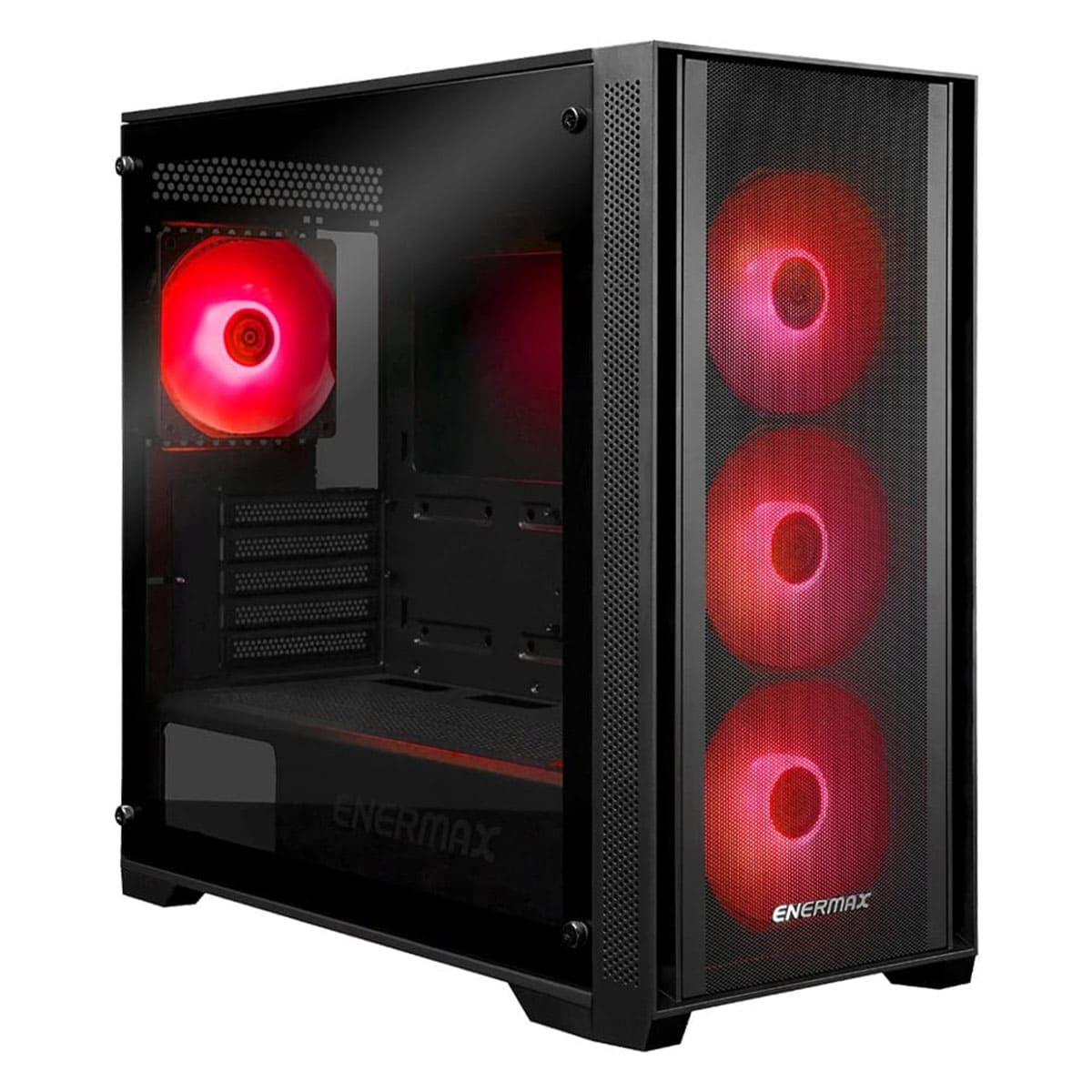 Yüksek performanslı oyun bilgisayarı kasası, enerji verimli RGB soğutucu fanlar ve şık tasarımı ile en iyi oyun deneyimini sunar. Enermax markasıyla donatılmış güçlü ve dayanıklı masaüstü bilgisayar kasası.