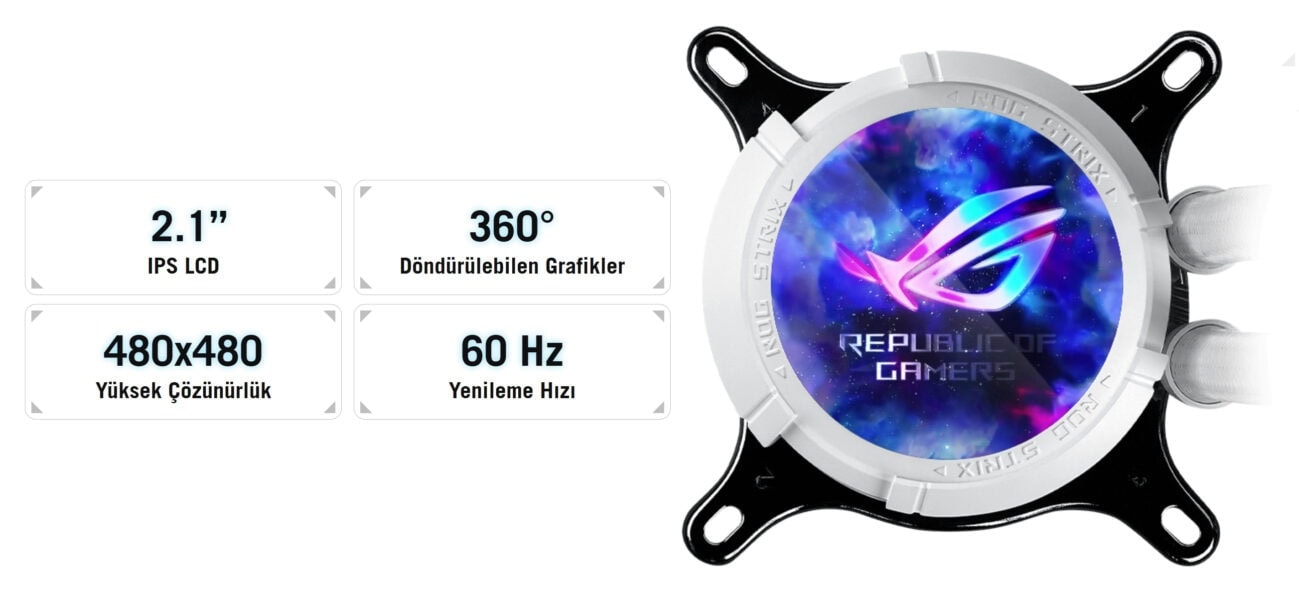 ROG STRIX LC III 360 ARGB LCD WHITE EDITION ASUS ROG Strix LC III 360 ARGB LCD Beyaz İşlemci Sıvı Soğutucu H4