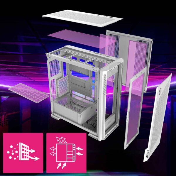 MSI MPG VELOX 300R AIRFLOW PZ WHITE Gaming Kasa h8