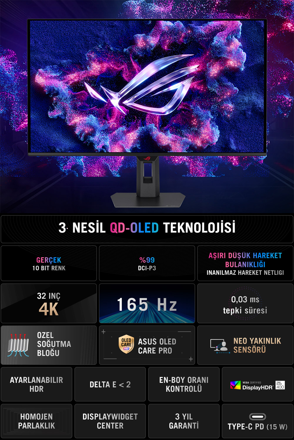 ASUS ROG Strix OLED XG32UCDS Gaming Monitör H03