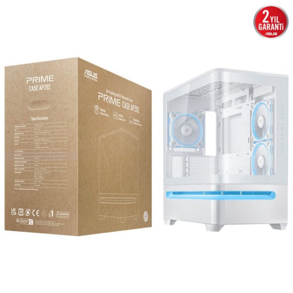 Asus Prime Ap202 Argb Kavisli Temperli Cam Usb 3.2 Mid Tower Matx Beyaz Gaming Kasa 21