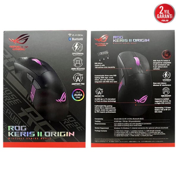 Asus Rog Keris Ii Origin 8k Hz Aimpoint Pro Sensör Rgb Kablosuz Gaming Mouse 12