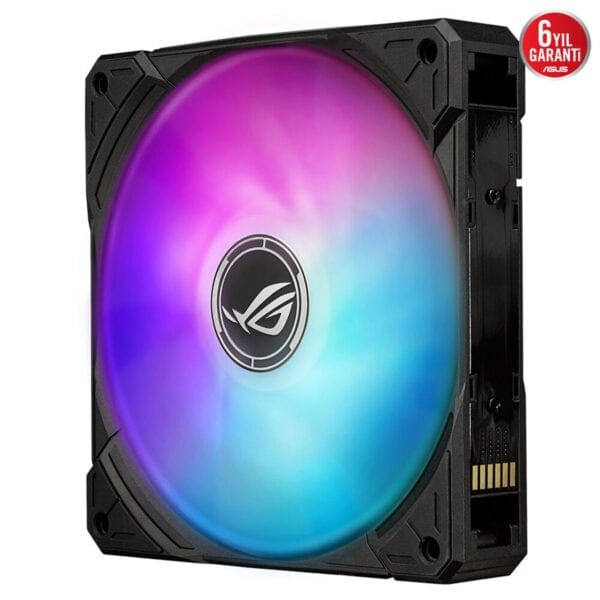 RGB aydınlatmalı oyun bilgisayarı soğutucu fan, yüksek performanslı fan, gaming setup ve bilgisayar donanımı için ideal, ASUS logolu, uzun ömürlü ve 6 yıl garanti.