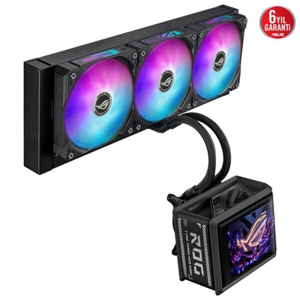 Yüksek performanslı ASUS ROG RYUO 360 CPU su soğutucu, renkli RGB LED ışıkları ve gelişmiş soğutma teknolojisi ile oyun ve yüksek performans bilgisayarları için ideal.