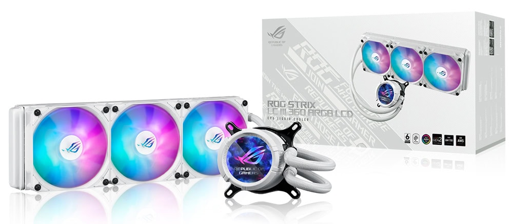 ROG STRIX LC III 360 ARGB LCD WHITE EDITION ASUS ROG Strix LC III 360 ARGB LCD Beyaz İşlemci Sıvı Soğutucu H1