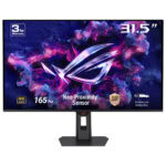 Görüntüde 31.5 inç oyun monitörü, renkli kozmos teması ve ROG logosu ile yüksek çözünürlüklü ekran, 4K HDR ve 165 Hz yenileme hızı özellikleriyle profesyonel oyunculara yönelik tasarım. Monitör Neo Proximity Sensör ve OLED CARE PRO teknolojisi ile geliyor, düşük hareket bulanıklığı sağlıyor ve 3 yıl garanti sunuyor. Ayrıca, ekstrem düşük hareket bulanıklığı ve gelişmiş oyun deneyimi sunan yüksek performanslı bir oyuncu monitörü.