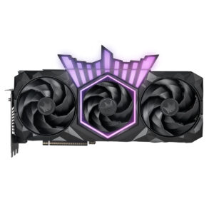 Gelişmiş oyun grafik kartı, üç fanlı ve LED ışıklı tasarım, yüksek performanslı ekran kartı, gaming ve yüksek çözünürlüklü oyunlar için ideal, modern bilgisayar donanımı.