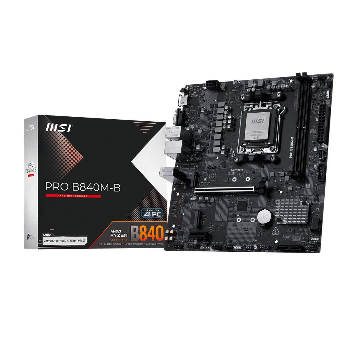 Msi Pro B840m B 8000mhz (oc) Ddr5 Soket Am5 M.2 Hdmi Vga Matx Anakart 1