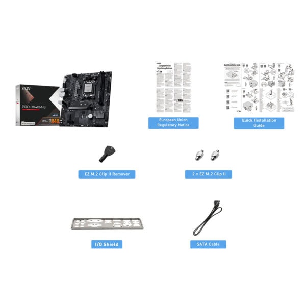 Msi Pro B840m B 8000mhz (oc) Ddr5 Soket Am5 M.2 Hdmi Vga Matx Anakart 7