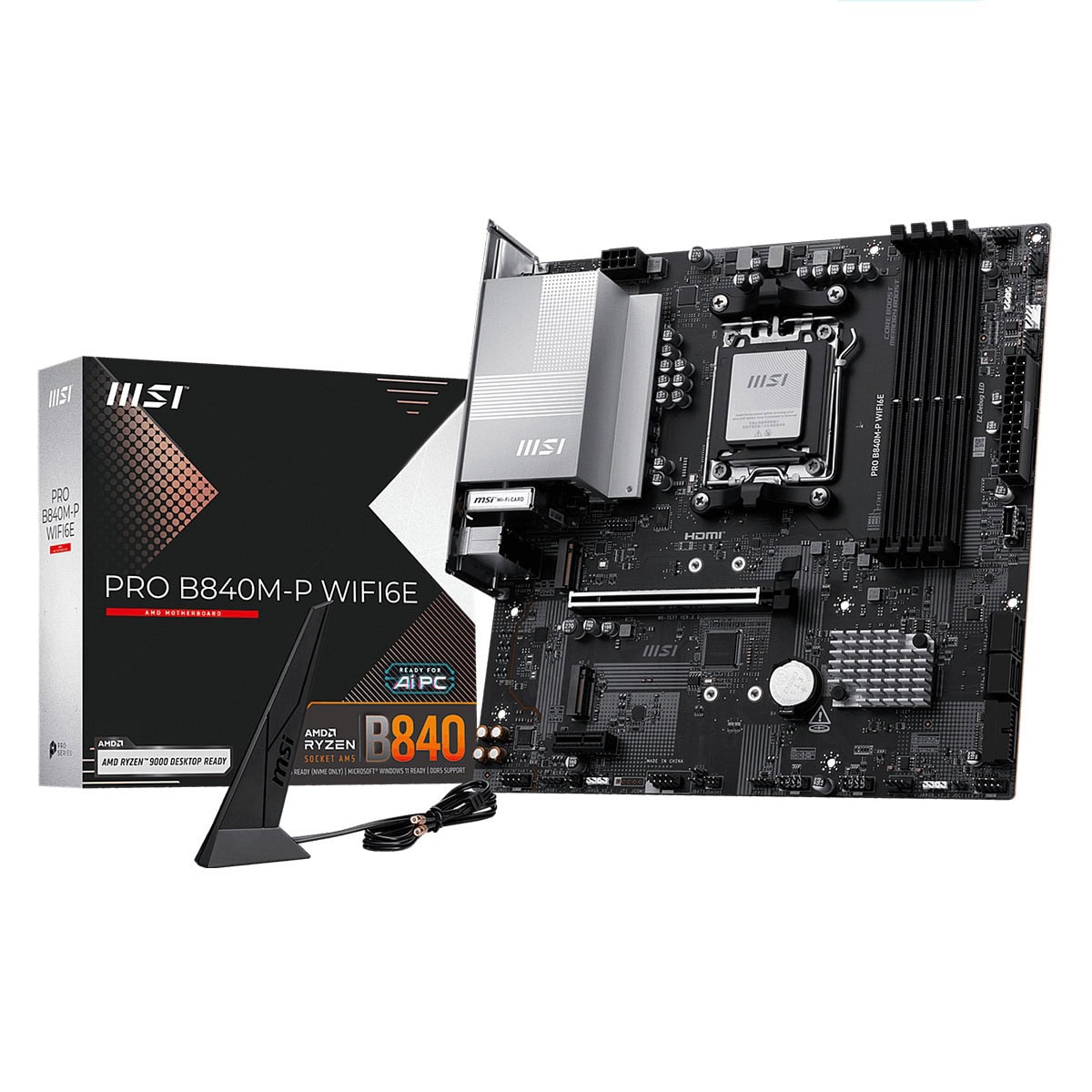 Msi Pro B840m P Wifi6e 8000mhz (oc) Ddr5 Soket Am5 M.2 Hdmi Matx Anakart 1