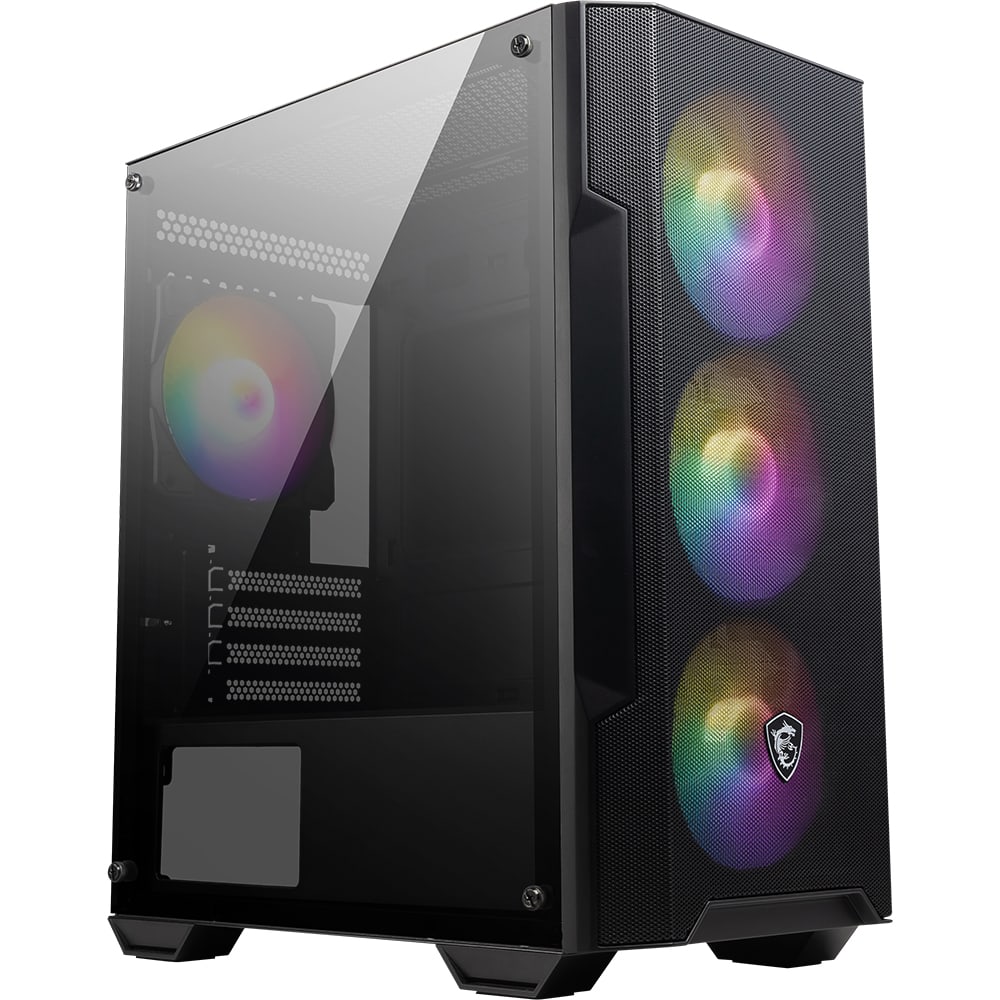 RGB aydınlatmalı, şeffaf paneli ve üç fanlı soğutma sistemi ile modern bilgisayar kasası.