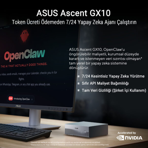 Asus Ascent Gx10 Gg0003bn Nvidia Gb10 Cpu Blackwell Gpu 128gb Lpddr5x 1tb Ssd Yapay Zeka Super Bilgisayar F15