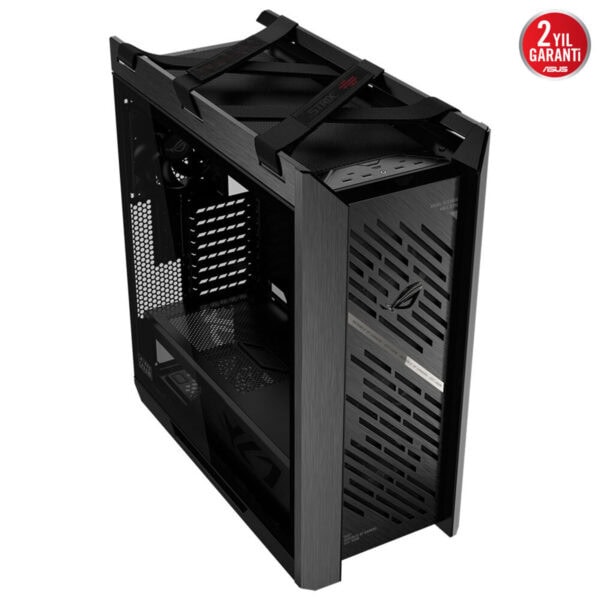 Yüksek kaliteli oyun ve ofis bilgisayarı için şasi, şeffaf panel ve iyi hava akışı özellikleriyle tasarlanmış. ASUS ve ROG logolu, dayanıklı metal yapı, modern oyun sistemleri için ideal.