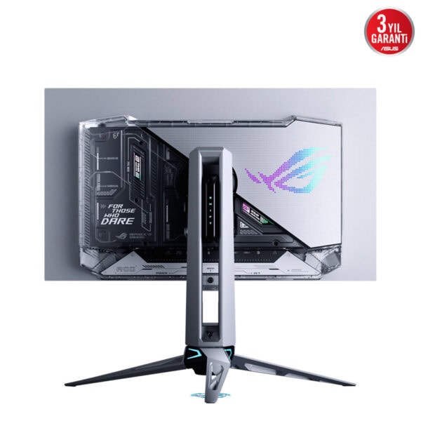 Yüksek performanslı ASUS ROG Swift oyun monitörü, göz sağlığını koruyan ergonomik tasarımı ve renkli RGB aydınlatmasıyla dikkat çeker.