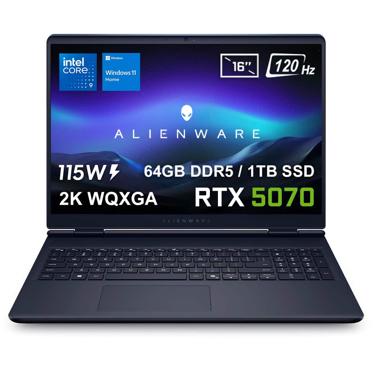 Dell Alienware 16 Aurora Intel Core 9 270h 64gb Ddr5 1tb Ssd Rtx5070 8gb 115w 16 Inç 2k Wqxga 120hz Wva W11 Home Gaming Laptop (ac16250 C932157wv2)