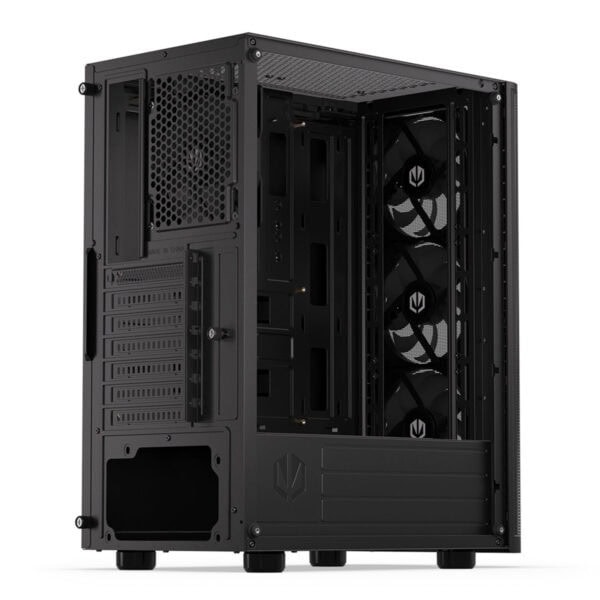 Yüksek performanslı gaming kasa, gelişmiş soğutma özellikleri ve estetik tasarımıyla gaming tutkunları için ideal, iç kısmı geniş ve düzenli havalandırma imkanı sağlar.