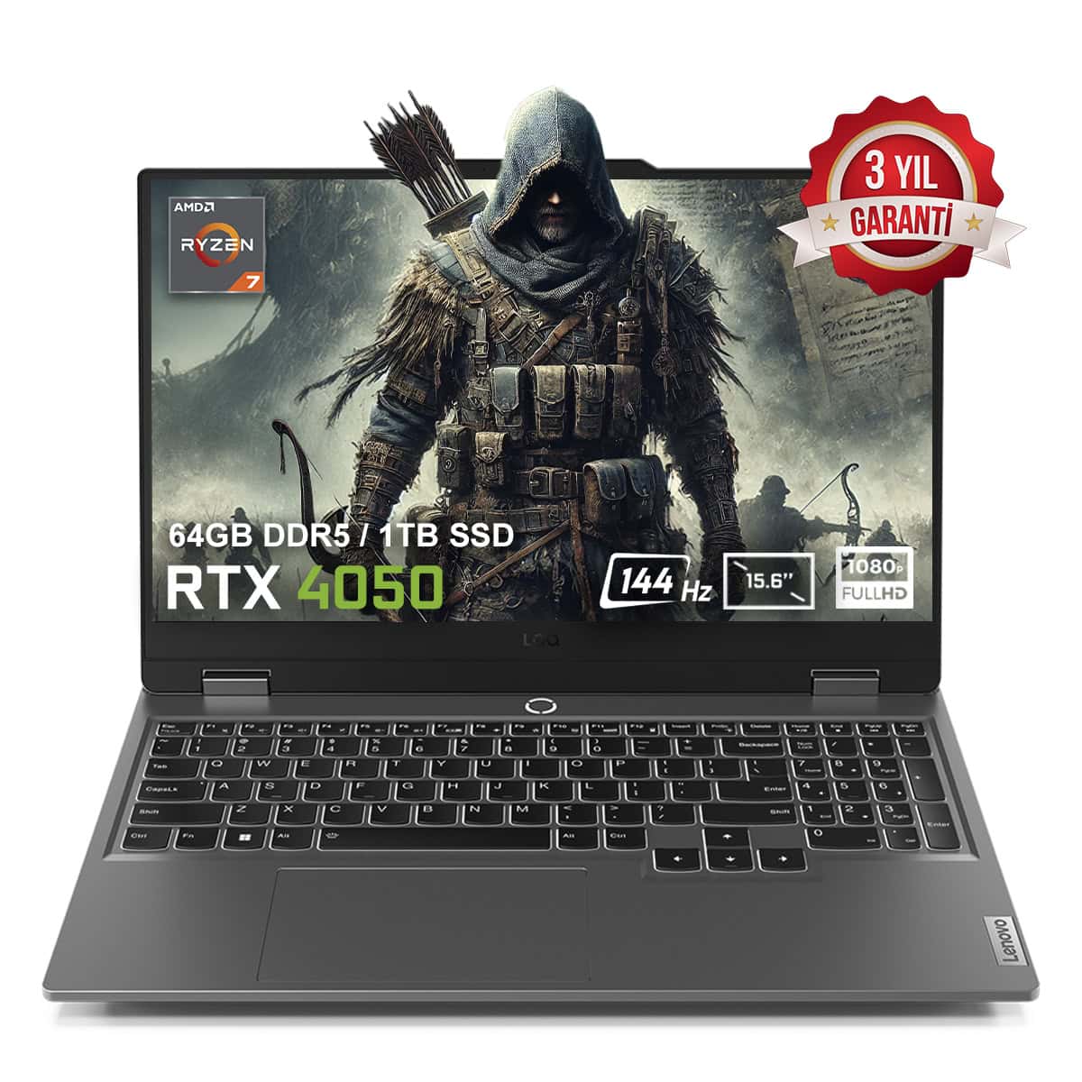Lenovo Loq 15arp9 83jc00e3trv5 Amd Ryzen 7 7435hs 64gb Ddr5 1tb Ssd Rtx4050 6gb 105w 15.6 Inç 144hz Full Hd Freedos Gaming Laptop 1